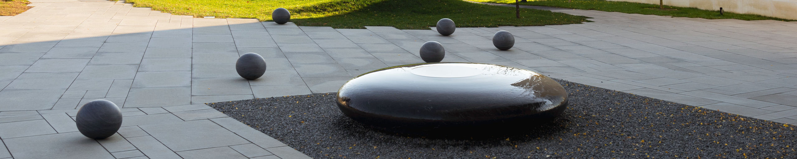 Einstein's Table, a jet mist granite work of art by Maya Lin, on the campus of Princeton University.