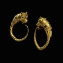 Pair of earrings with bull's heads, 3rd century B.C.